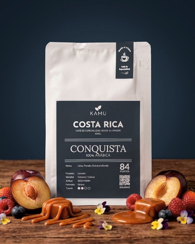 Bolsa café Costa Rica Conquista KAMU 84 puntos 100% arábica grano especialidad 350g
